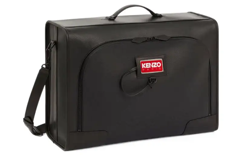 KENZO Grain Leather Handbag Travel Bag Men's Black