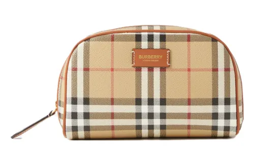 Burberry Small Check Travel Pouch Archive Beige