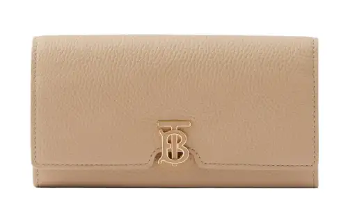 Burberry Calfskin Wallet Women's Oats Beige