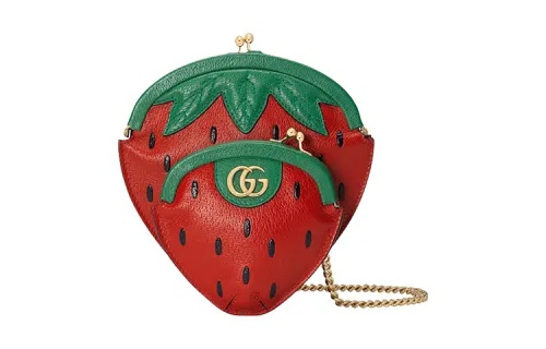 GUCCI Leather Shoulder Bag, Crossbody Bag, Coin Purse Mini Women's Green/Red