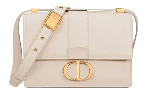 DIOR 30 Montaigne Cow Leather Montane Bag, Box Bag, Handbag, Shoulder Bag, Crossbody Bag Small Women's Matte Ivory