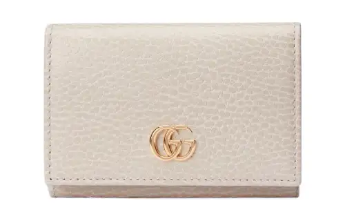 GUCCI GG Marmont Leather Card Holder Women's White