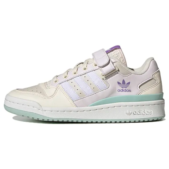 Adidas Originals FORUM Skateboard Shoes Women's Low-top White/purple/green