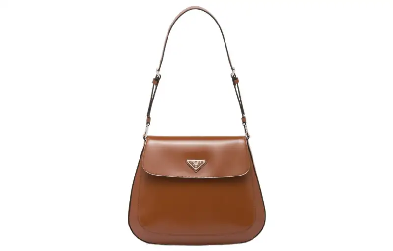 PRADA Cleo Leather Shoulder Bag, Handbag, Shoulder Bag Women's Brown