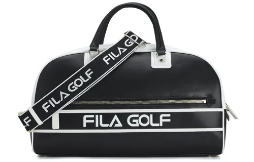 FILA Polyurethane PU Synthetic Leather, Textile Gear Bag, Crossbody Bag, One Shoulder Handbag Women's Pitch Black
