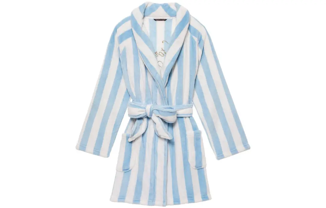 Victoria's Secret Sleep Robe Women's Blue White Thick Stripes