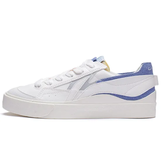 LINING Mu Mu Skateboard Shoes Women's Low-Top Mist White/Clear Sky Blue