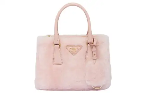 PRADA Galleria Shearling Portable Bag Mini Women's Cherry Blossom Pink