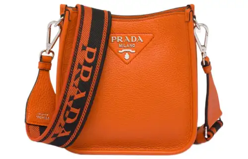 PRADA Leather Crossbody Bag, Shoulder Bag Women's Papaya