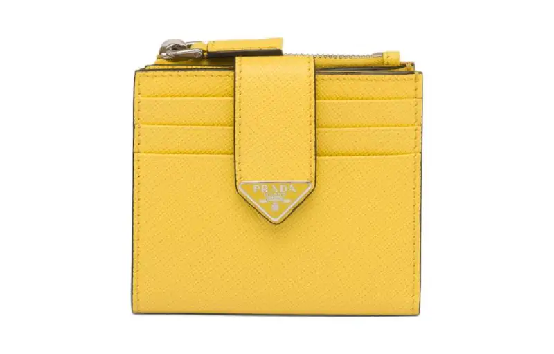 PRADA Saffiano Leather Card Holder Men's Yellow