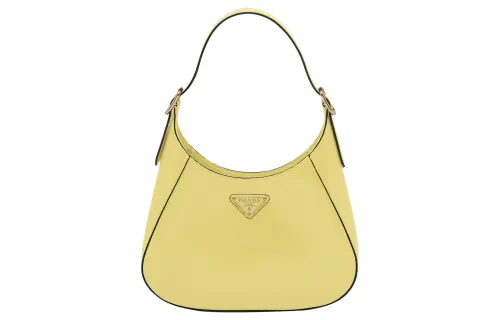 PRADA Leather Handbag, Shoulder Bag Women's Light Yellow