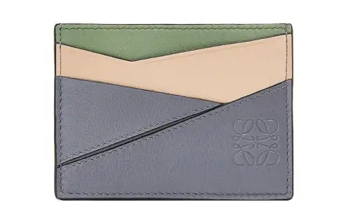 LOEWE Puzzle Cow Leather Card Holder Card Holder Women's Blue/Green