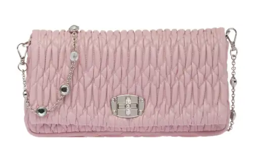 MIU MIU Matelassé Sheepskin Crossbody Bag, Shoulder Bag Women's Pink