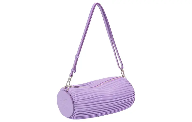 LOEWE Crinkle Nappa Sheep Leather Handbag, Shoulder Bag Women's Light Purple