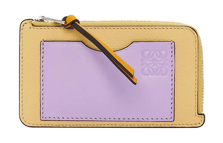 LOEWE Cow Leather Card Holder Women's Butter/Purple