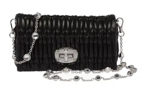 MIU MIU CRYSTAL Sheepskin Crossbody Bag, Shoulder Bag Mini Women's Black