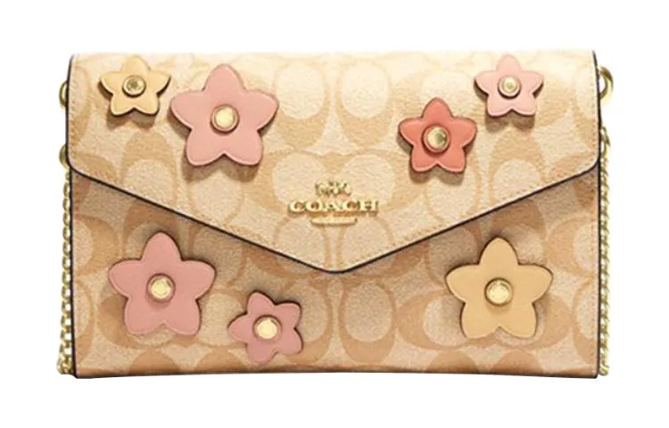 COACH Envelope Leather Envelope Bag, Clutch, Coin Purse Women's Khaki