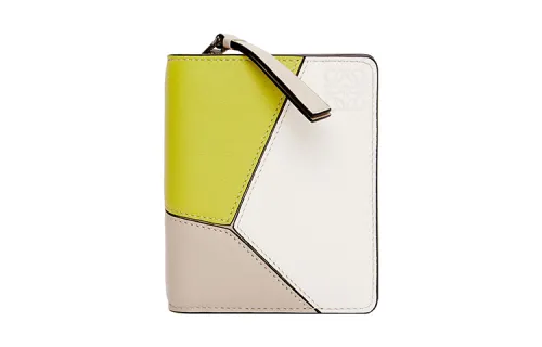 LOEWE Puzzle Calfskin Wallet Women's Lemon/Light Oat