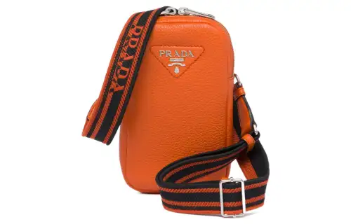 PRADA Leather Crossbody Bag, Shoulder Bag Women's Papaya