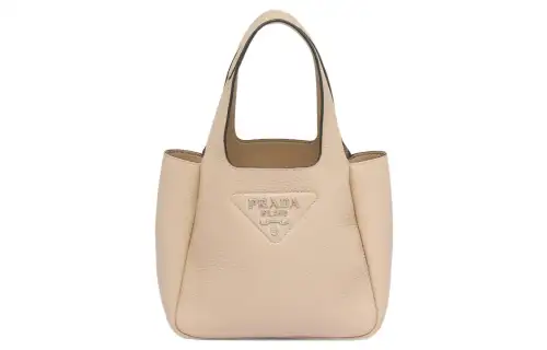 PRADA Leather Basket Bag Tote Bag, Shopping Bag, Handbag Women's Sand