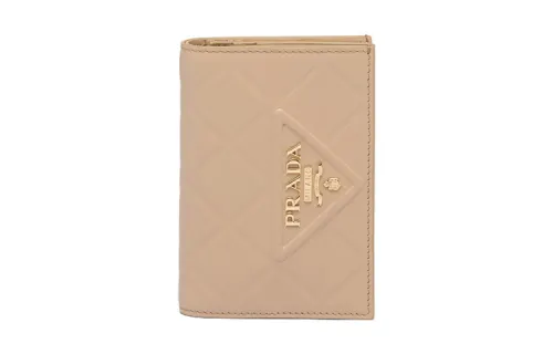 PRADA Leather Wallet Small Women's Sand Beige Yellow