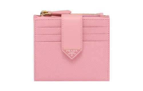 PRADA Saffiano Leather Wallet Small Women's Petal Pink