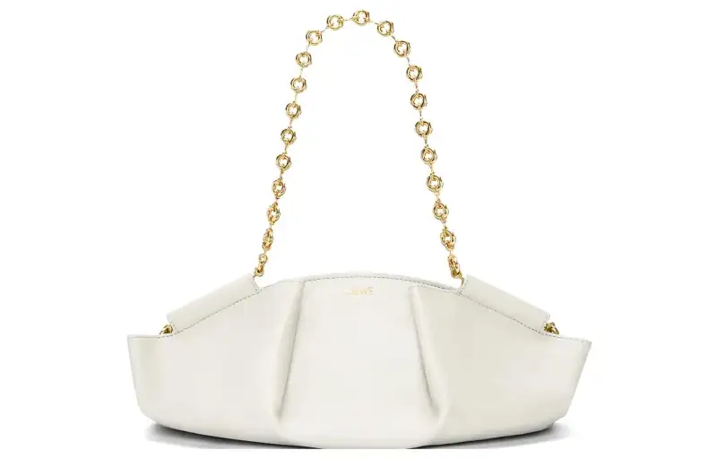 LOEWE Bright Nappa Cow Leather Dumpling Bag, Shoulder Bag, Crossbody Bag, Handbag Small Women's White