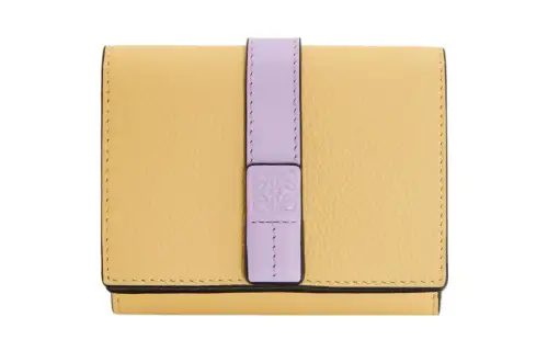 LOEWE Soft Grain Calfskin Card Holder, Wallet Women's Dark Butter/Fuchsia