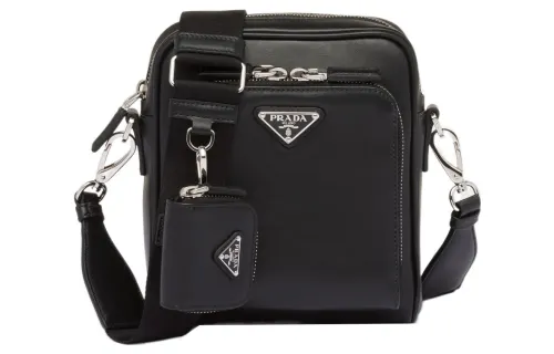PRADA Leather Crossbody Bag, Shoulder Bag Men's Black