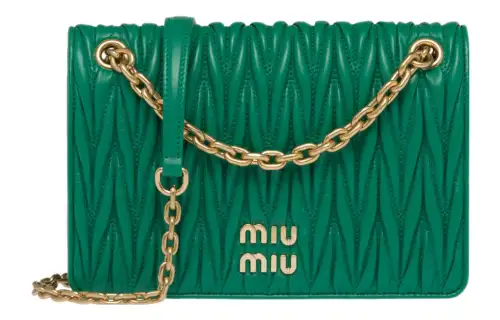 MIU MIU Matelassé Soft Sheep Leather Crossbody Bag, Shoulder Bag Women's Green