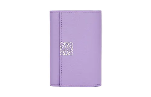 LOEWE Anagram Pebble Texture Calfskin Wallet Small Women's Light Purple