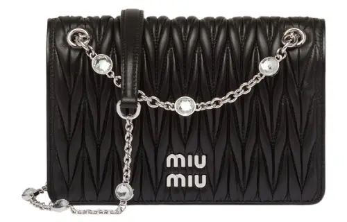 MIU MIU Matelassé Soft Sheep Leather Crossbody Bag, Shoulder Bag Mini Women's Black