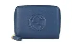 GUCCI Leather Coin Purse Wallet Women's Blue