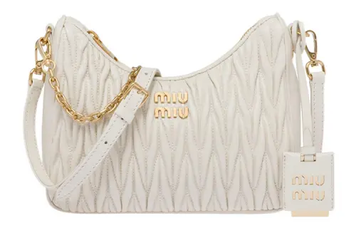 MIU MIU Matelassé Soft Sheep Leather Portable Crossbody Bag, Shoulder Bag Women's White