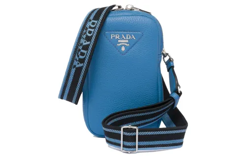 PRADA Saffiano Leather Crossbody Bags Mini Women's Blue