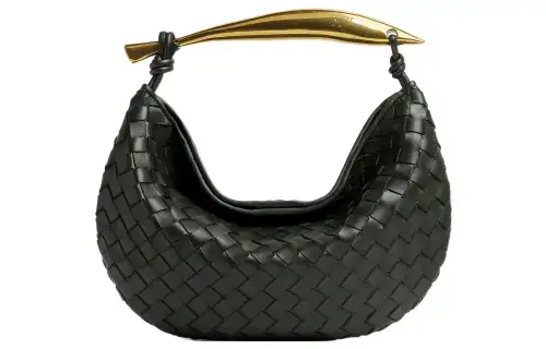 Bottega Veneta Sardine Sheepskin Handbag Small Women's Dark Green