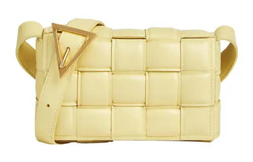Bottega Veneta Padded Cassette Sheepskin Pillow Bag, Shoulder Bag, Crossbody Bag Small Women's Light Yellow