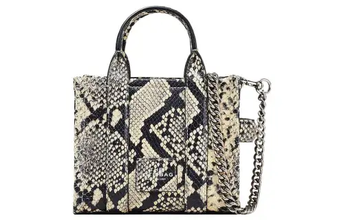MARC JACOBS 14 Classic eponymous brand logo snake print embossed leather Tote bag Tote bag shopping bag shoulder crossbody handbag super mini women's gray and black