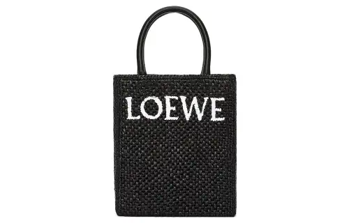 LOEWE Raffia Fiber Handbag Regular Women's Black/White