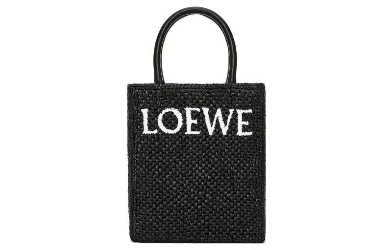 LOEWE Raffia Fiber Handbag Regular Women's Black/White