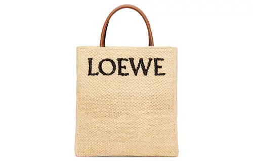 LOEWE Straw Woven Tote Bag, Shopping Bag, Handbag Women's Natural/Black