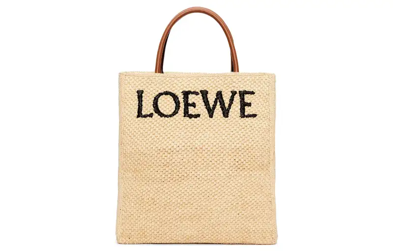 LOEWE Straw Woven Tote Bag, Shopping Bag, Handbag Women's Natural/Black