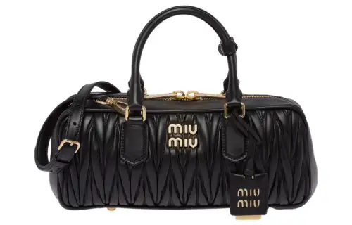 MIU MIU Matelassé Soft Sheep Leather Shoulder Bag, Crossbody Bag, Handbag Women's Black