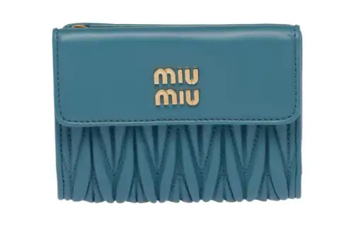 MIU MIU Lambskin Wallet Women's Blue