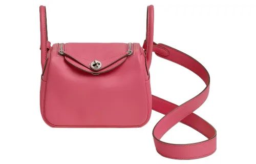 HERMES Lindy Swift Calfskin Handbag 19 Women's 8W Rose Azalee Lipstick Powder
