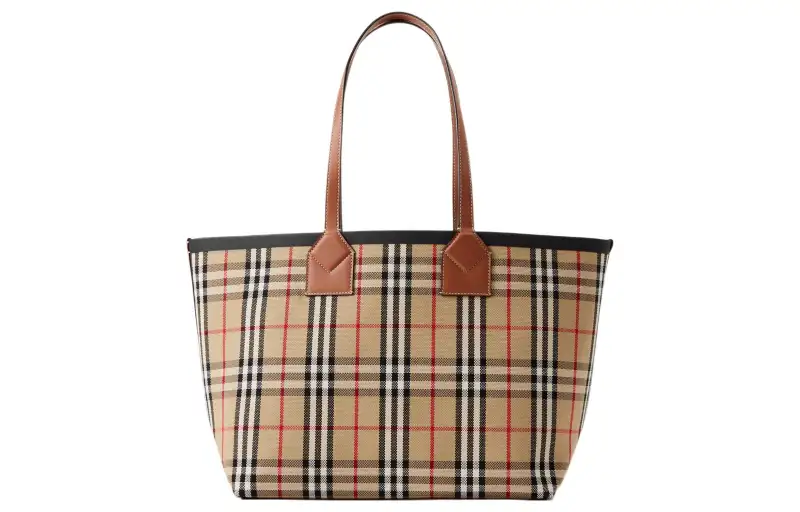 Burberry Cotton Canvas With Calfskin Tote Bag, Shopping Bag, Handbag Medium Women's Heather Brown/Black