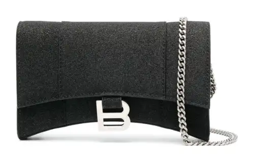 Balenciaga Hourglass Polyester Shoulder Bag, Crossbody Bag, Wallet Extra Small Women's Black