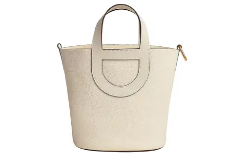 HERMES In The Loop Clemence With Swift Calfskin Pig Nose Basket Bag, Bucket Bag, Handbag Women's Cream White