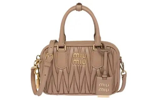 MIU MIU Arcadie Leather Shoulder Bag, Crossbody Bag, Handbag Small Women's Camel