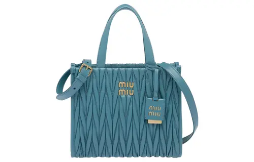 MIU MIU Sheepskin Tote Bag, Shopping Bag, Shoulder Bag, Crossbody Bag, Handbag Women's Light Blue